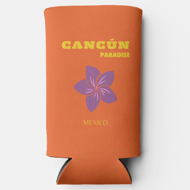 Rafraîchisseur Pour Canette Slim Cancun, Mexique, Art Voyage, Art Tropical, Orange (Recto)