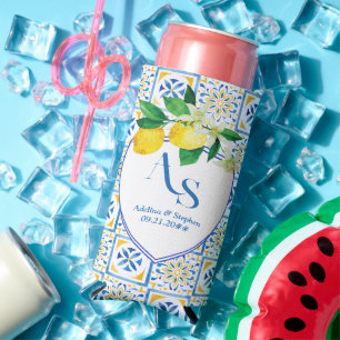 Rafraîchisseur Pour Canette Slim Carrelage bleu méditerranéen Italie Crest Citron M