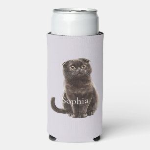Rafraîchisseur Pour Canette Slim Chat gris lavande