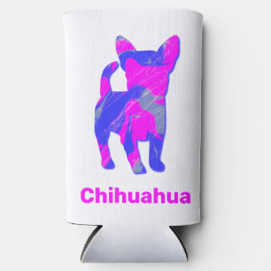 Rafraîchisseur Pour Canette Slim Chihuahua Chien Silhouette rose chaud et bleu