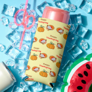 Rafraîchisseur Pour Canette Slim Citrouille de Thanksgiving et motif de dinde jaune