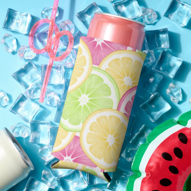 Rafraîchisseur Pour Canette Slim Citrus d'été peut coozie | Seltzer - Bouteille - C (Été in situ)