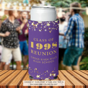 Rafraîchisseur Pour Canette Slim Classe Reunion Purple Gold Stars Personnalisé