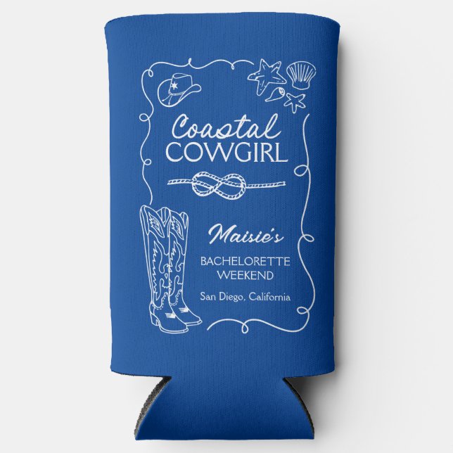 Rafraîchisseur Pour Canette Slim Coastal Cowgirl Bachelorette Week-end Koozie (Recto)