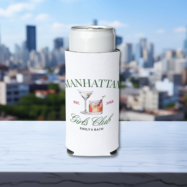 Rafraîchisseur Pour Canette Slim Cocktails Classy Green & Red Girl's Club (Créateur téléchargé)
