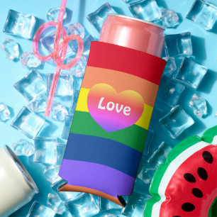 Rafraîchisseur Pour Canette Slim Coeur arc-en-ciel coloré LGBTQ gay pride
