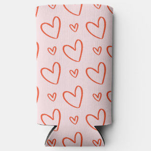 Rafraîchisseur Pour Canette Slim Coeurs romantiques roses et rouges