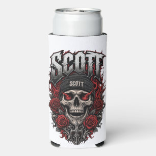 Rafraîchisseur Pour Canette Slim Conception de nom personnalisé Scott Gothic Skull