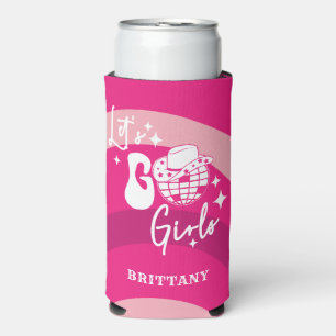 Rafraîchisseur Pour Canette Slim Cowgirl Rose Personnalisée Allons-y les Filles