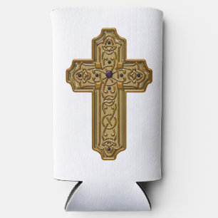 Rafraîchisseur Pour Canette Slim Croix celtique de style bijou en or