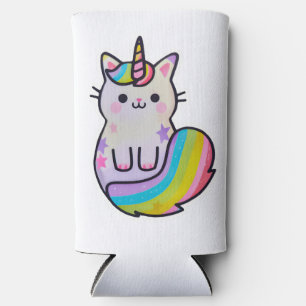 Rafraîchisseur Pour Canette Slim Cute chat licorne arc-en-ciel