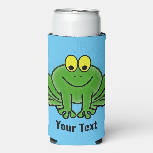 Rafraîchisseur Pour Canette Slim Cute Green Frog Design Seltzer Can Cooler (Seltzer Recto)