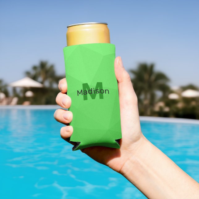 Rafraîchisseur Pour Canette Slim Dégradé vert clair géométrie motif de maille Monog (Piscine in situ)