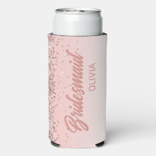 Rafraîchisseur Pour Canette Slim Demoiselle d'honneur Rose Gold Pailleté Mariage Sc