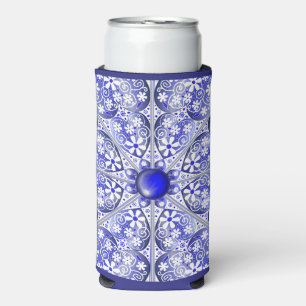 Rafraîchisseur Pour Canette Slim dentelle en céramique Bleu de Grèce
