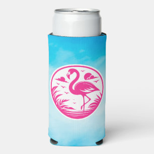 Rafraîchisseur Pour Canette Slim Dessin de cercle d'été flamant rose-68730