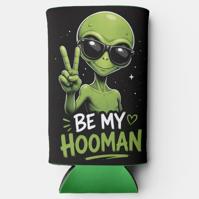 Rafraîchisseur Pour Canette Slim Deviens Mon Humain Design Alien (Recto)