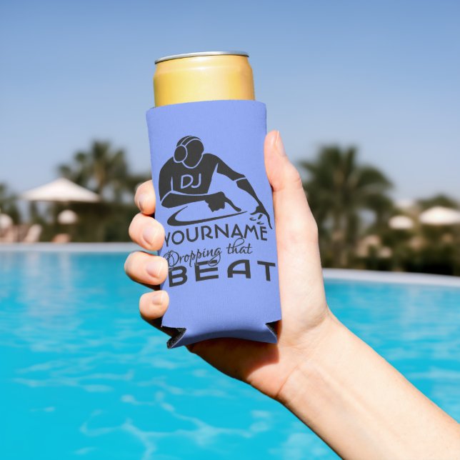Rafraîchisseur Pour Canette Slim DJ nom et couleur personnalisés (Piscine in situ)