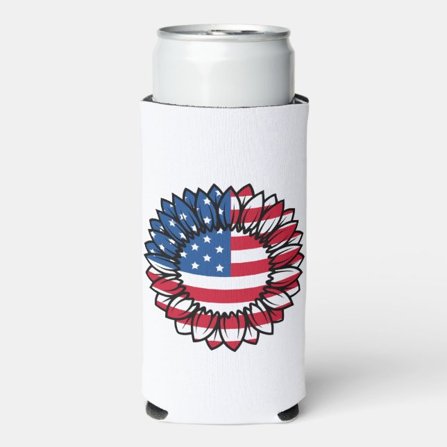 Rafraîchisseur Pour Canette Slim Drapeau américain Tournesol-32222 (Seltzer Recto)