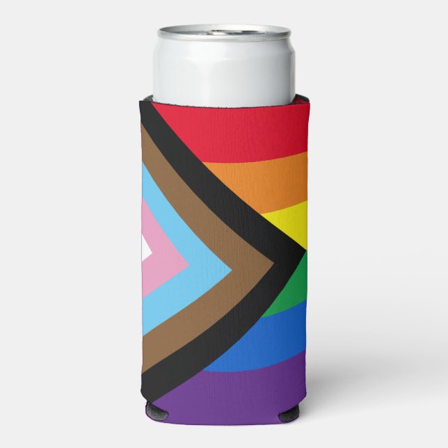 Rafraîchisseur Pour Canette Slim drapeau gay pride Lgbtq arc-en-ciel inclus (Seltzer Recto)