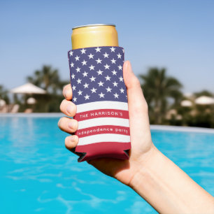 Rafraîchisseur Pour Canette Slim Drapeau Patriotique Rouge Blanc Bleu USA Personnal