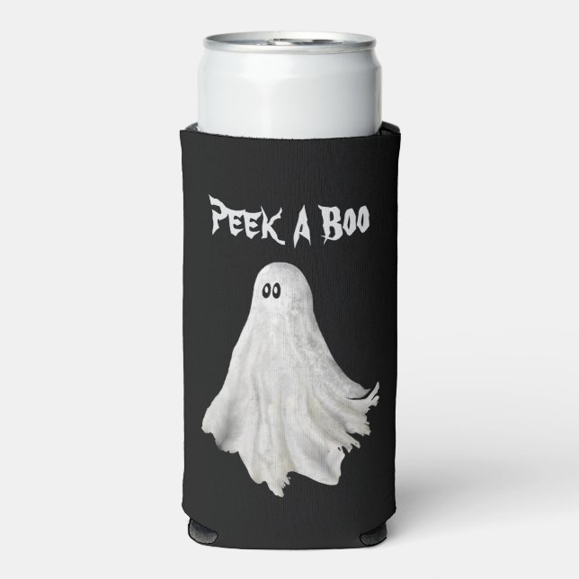 Rafraîchisseur Pour Canette Slim Drôle Fantôme D'Halloween Dessin Passé (Seltzer Recto)