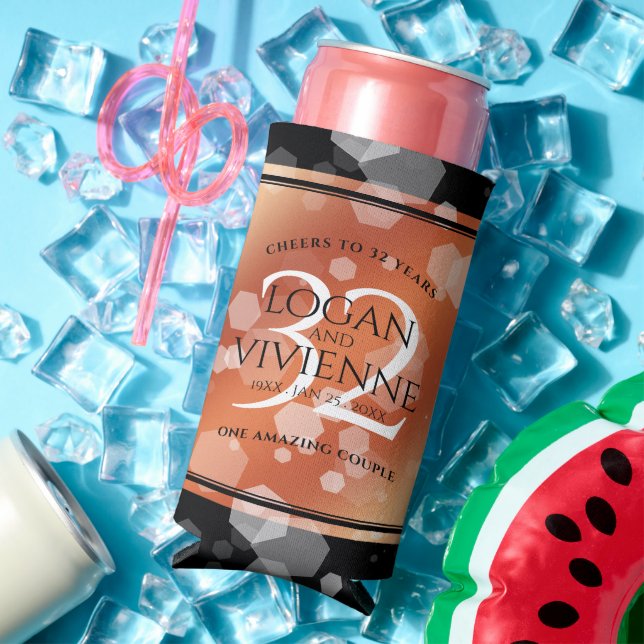 Rafraîchisseur Pour Canette Slim Élégant 32ème anniversaire de Mariage de bronze (Été in situ)