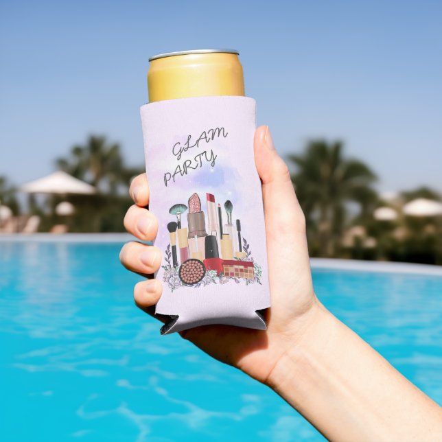 Rafraîchisseur Pour Canette Slim Élégant Blush Girl Peintre de maquillage rose Glam (Piscine in situ)