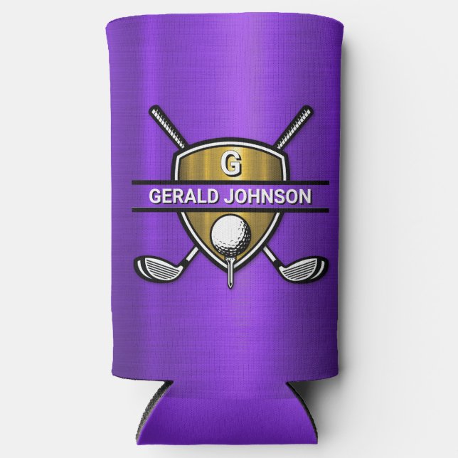 Rafraîchisseur Pour Canette Slim Elégant Gold Shield Golf Monogramme Design (Recto)