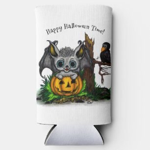 Rafraîchisseur Pour Canette Slim En attente d'Halloween, Bat mignonne et Corbeau