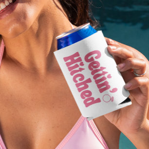 Rafraîchisseur Pour Canette Slim Enterrement de vie de jeune fille rose “Gettin’ Hi