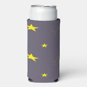 Rafraîchisseur Pour Canette Slim Étoiles jaunes sur la couleur du charbon de bois