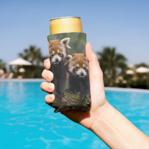 Rafraîchisseur Pour Canette Slim "Explorateurs en haut de l'arbre : Pandas rouge bé