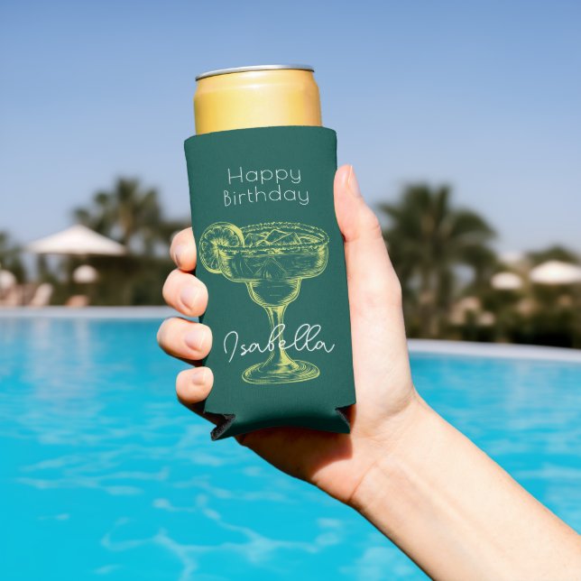 Rafraîchisseur Pour Canette Slim Fête d'anniversaire de la Margarita verte moderne (Piscine in situ)