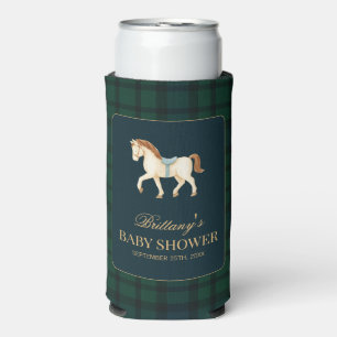 Rafraîchisseur Pour Canette Slim Fête Prénatale Cheval Tartan Rustique 