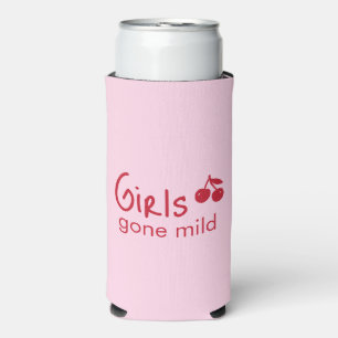 Rafraîchisseur Pour Canette Slim Filles Devenues Sages Rose et Rouge Cerise Enterre