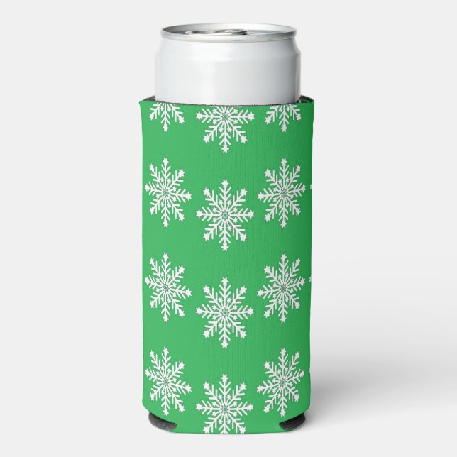 Rafraîchisseur Pour Canette Slim Flacon de neige blanc de Noël sur vert (Seltzer Verso)