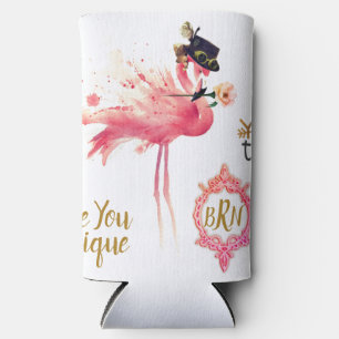 Rafraîchisseur Pour Canette Slim Flamant rose monogrammé "Soyez Vous magnifique" St