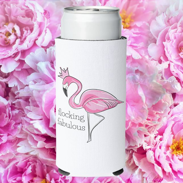 Rafraîchisseur Pour Canette Slim Flamant rose rose flocage de la Couronne Fabulous (Créateur téléchargé)