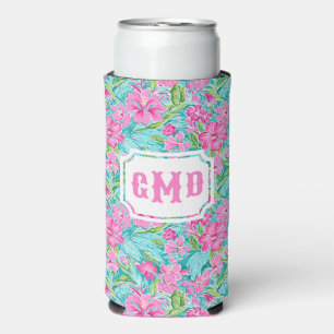 Rafraîchisseur Pour Canette Slim Fleur d'Hibiscus tropicaux de Preppy Monogramme