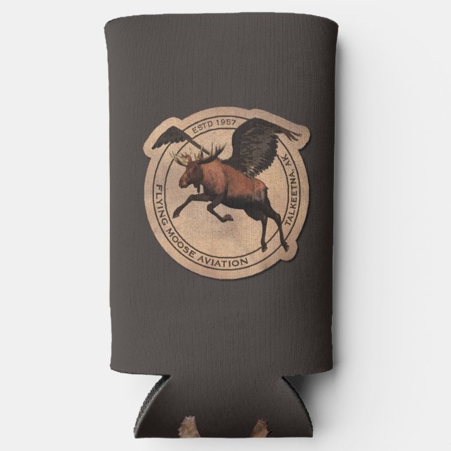 Rafraîchisseur Pour Canette Slim Flying Moose Aviation Patch Can Cooler (Recto)
