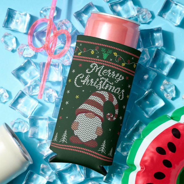 Rafraîchisseur Pour Canette Slim Funny Gnome Joyeux Noël (Été in situ)