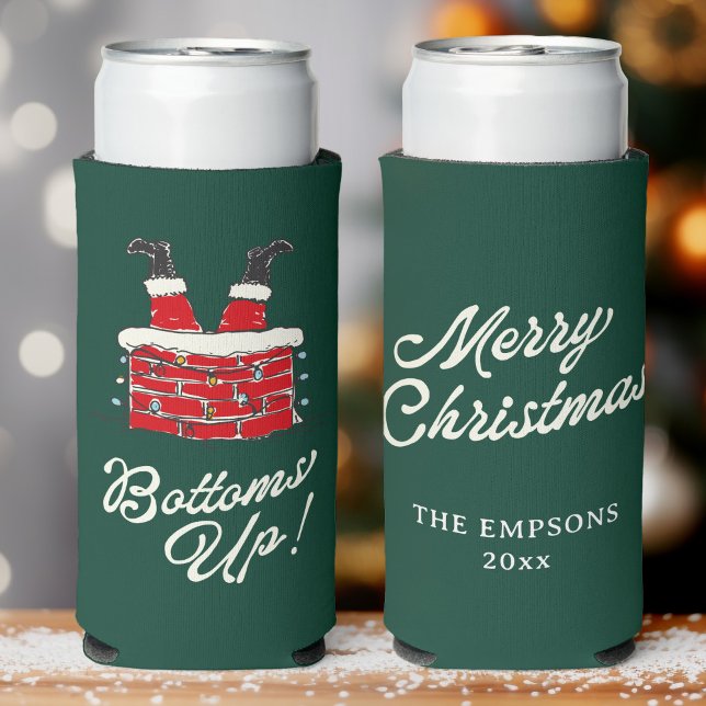 Rafraîchisseur Pour Canette Slim Funny Merry Christmas Santa Bottoms Up Friendmas  (Créateur téléchargé)