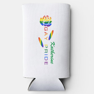 Rafraîchisseur Pour Canette Slim Gay pride Rainbow Flag Rose personnalisé