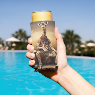 Rafraîchisseur Pour Canette Slim Giraffe Grooves : Une Sérénade Bongo dans la Savan