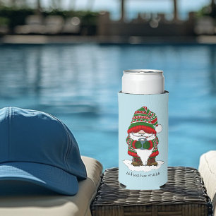 Rafraîchisseur Pour Canette Slim Gnome de Noël Cosy Rouge Vert Hiver Mignon