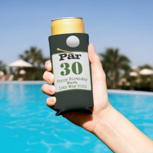 Rafraîchisseur Pour Canette Slim Golf 30e anniversaire avec balle de golf sur gazon