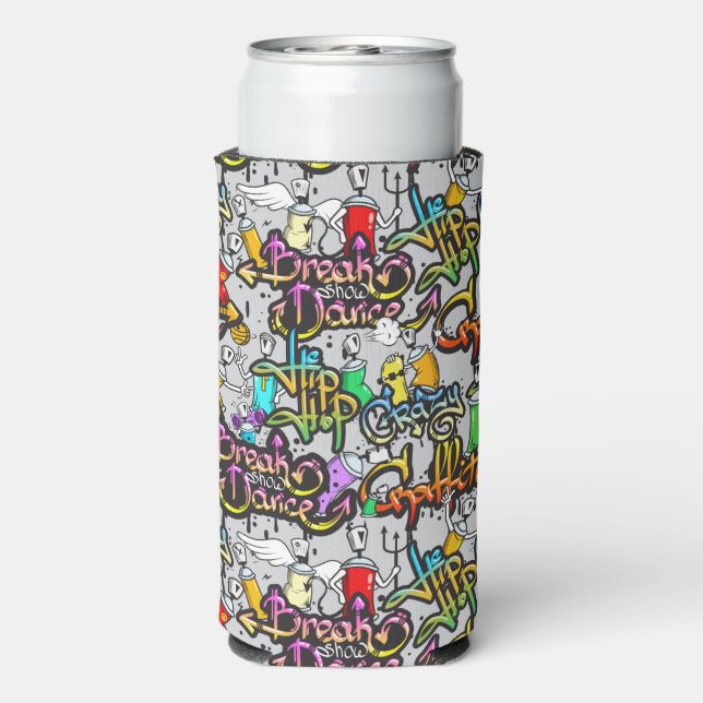 Rafraîchisseur Pour Canette Slim Graffiti Hip hop nom personnalisé (Seltzer Verso)