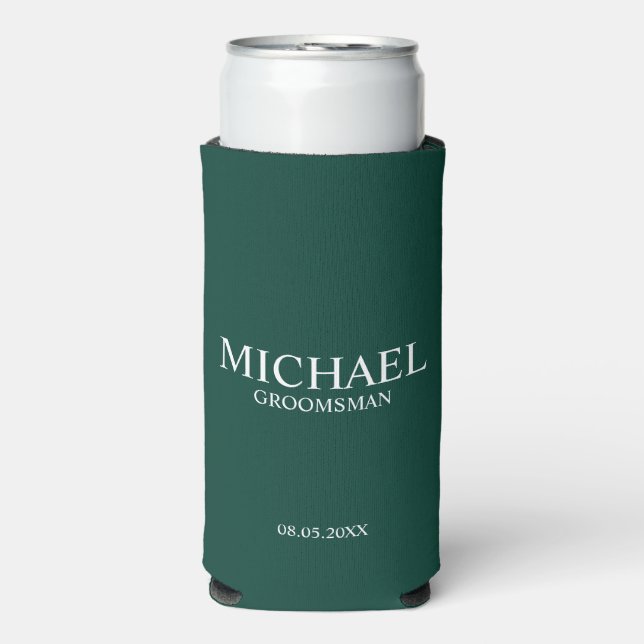 Rafraîchisseur Pour Canette Slim Groomsman personnalisé moderne (Seltzer Recto)