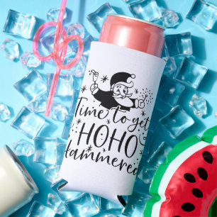 Rafraîchisseur Pour Canette Slim Il est temps d'avoir Ho Ho Hammered   XMAS Humour 